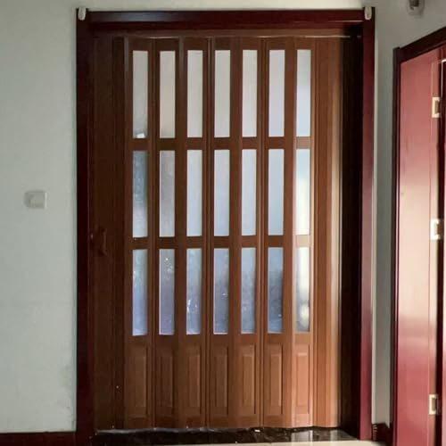 Door Curtain Folding Door, pvc Concertina Folding Door Magnetic Catch Trackless Design 196cm Height Customizable Sizes(156X196CM)