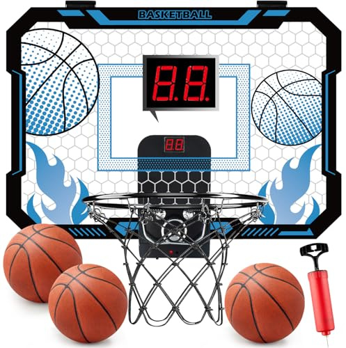 VROGTIK Indoor Basketball Hoop for Kids with Scoreboard, Over-the-Door Mount - Gifts for 4-12 Year Old Boys & Girls