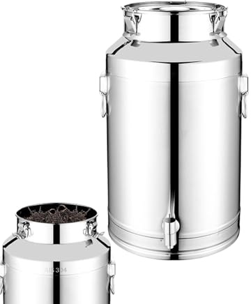 Bavokon Recipiente De De Acero Inoxidable - 5L/9L/14L Utensilios De Cocina De Acero Inoxidable Herméticos Con Tapa,Bidón De Para Hogar Y Senderismo | Para Leche, Vino, Cerveza, Harina, Café, Azúcar,
