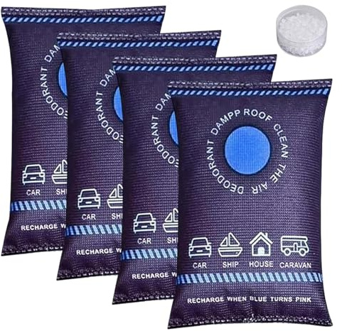4PCS Dehumidification Bag Desiccant, 2026 New Reusable Dehumidifier Bags for Home, Car Dehumidifier Bag, Moisture Absorber Pack, Silicone Desiccant Bags for Home, Car, Basement, RV, Boats, Closet