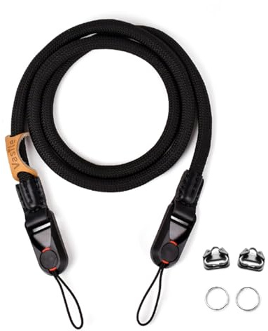 Reicyfang Camera Strap Quick Release Camera Straps, Climbing Rope Camera Straps, Adjustable Camera Neck Shoulder Crossbody Strap for DSLR, Mirrorless, and SLR Cameras, Black