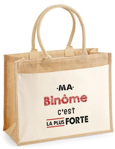 Otshirt Sac Ma Binome C'est la plus forte - Idée Sac Cadeau Cadeau Anniversaire Fête Original Famille Travail Départ Collègue Retraite Noël.