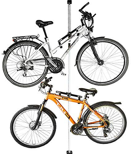 ALLEGRA Fahrradhalterung Wand Fahrradaufhängung Fahrradwandhalterung Fahrrad Halterung (Weiß, 2 Halter + Befestigungsstange 200cm - 375cm)