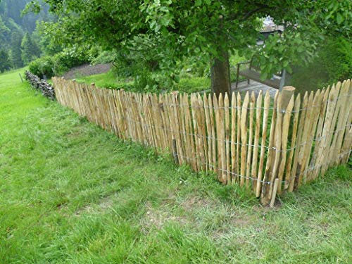 Gartenwelt Riegelsberger Premium Staketenzaun aus Kastanie Kastanienzaun Rollzaun Lattenzaun Holz-Zaun Lattenabstand 4-6 cm Zaunlänge 5 m Höhe 50 cm