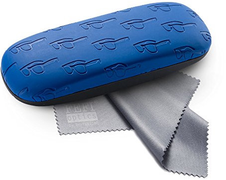 FEFI Hardcase Brillenetui Softtouch im geprägten Brillen-Design (Blau)