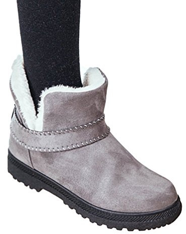Baymate Donna Stivali da Neve Scarpe Invernali Stivaletti Caloroso Artificiale Foderato Pelliccia Stivali Scarpe Morbide (Grigio, Asia 36 (23cm)