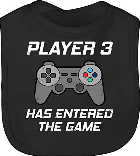 Baby Lätzchen - Zur Geburt - Player 3 has entered the game I Zocker Schwangerschaft verkünden Gamer - Unisize - Schwarz - babygeschenke geschenke für babys born nerd schlabberlatz