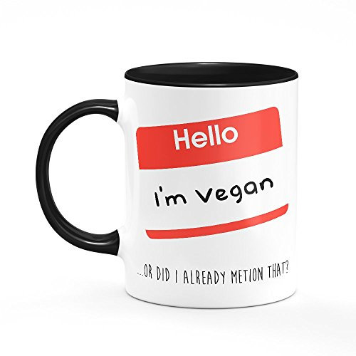 Hello Im Vegan Mug One Size Black/White Funny Joke Gift for Vegan Tea Coffee Cup