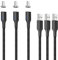 NetDot Gen10 USB-C Câble de Charge Rapide Magnétique Tressé en Nylon avec Del Latérale Compatible avec Dispositif Type-c (1.5m / 3 Paquet Noir)