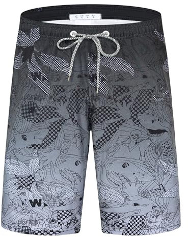 APTRO Maillot Short de Bain Homme Piscine Séchage Rapide Surf l'été Hawaïen Short de Plage Imprimé Gris BS023 M
