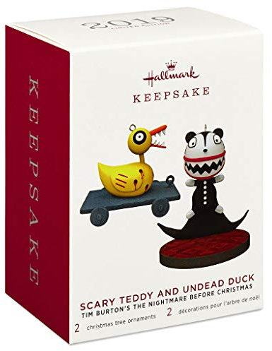 Hallmark Tim Burton's The Nightmare Before Christmas Scary Teddy and Undead Duck Ornaments, Set of 2 Movies & TV