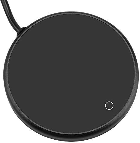 Chauffe-Tasse, Chauffe-Café Electrique en Aluminium 15 Watt, Plaque Chauffante, Réchauffeur de Boissons au Bureau/à la Maison, Chauffage pour Thé, Eau, Cacao, Lait.(Noir)