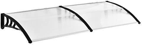 Outsunny Auvent Marquise de Porte Design voûté Arrondi dim. 195L x 75l x 23H cm Polycarbonate Plastique Noir Transparent