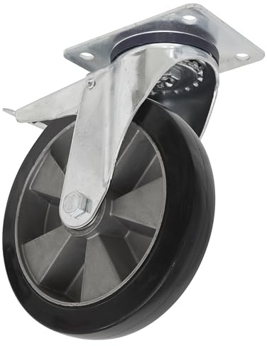 Ø 200 mm robuste Gummi-Lenkrolle mit Total-Schloss – Trade
