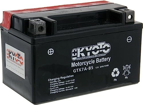 Batteria moto Kyoto GTX7A-BS (YTX7A-BS) - Senza manutenzione - 12 V 6 Ah - Dimensioni: 150 x 87 x 94 mm compatibile con KYMCO People 4T 50 2006-2008