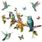 WandSticker4U®- [Vintage Style] Wandsticker Vögel KOLIBRI auf dem BAUM AST (89x50 cm) I Wandtattoo Vögel auf Ast Schmetterlinge Retro I Wanddeko Wohnzimmer Schlafzimmer Badezimmer Küche Flur