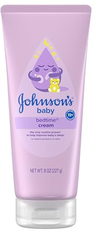 Johnson's Baby Bedtime Cream with Soothing NaturalCalm Aromas, Baby Cream with Calming Aromas, Soothing and Relaxing Scent, No Added Parabens & Dyes, 8 oz