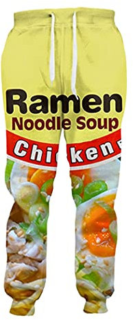 QEDCVS Chicken Flavor Ramen Noodle 3D Druck Hose Herren Damen Streetwear Hip Hop Hose Plus Size, multi, XXXXXL