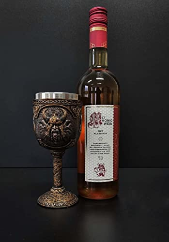 Geschenkset Kelch Odin inklusive Met - Honigwein Beerenmet Wikinger Wikingertrunk (Honigwein)