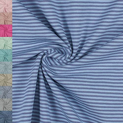 Jersey Stoff Noah, gestreift 2mm, blau/rauchblau (50cm x 150cm)