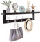 SMIBUY Kleiderhaken mit Regal Wandmontage, 74 cm Eingangsbereich Garderobe für Wand, Bambus-Hängeregal mit 5 Doppel-Metallhaken für Badezimmer, Schlafzimmer, Küche, Wohnzimmer (Schwarz+Silbrig)