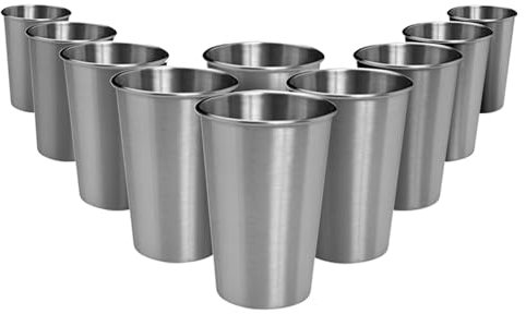 WANBY Stainless Steel Cups 500ml Unbreakable and Reusable Drinking Cups Eco-Friendly Healthy Tumbler Set for Milk Juice and Water Dishwasher Safe (10Pcs)