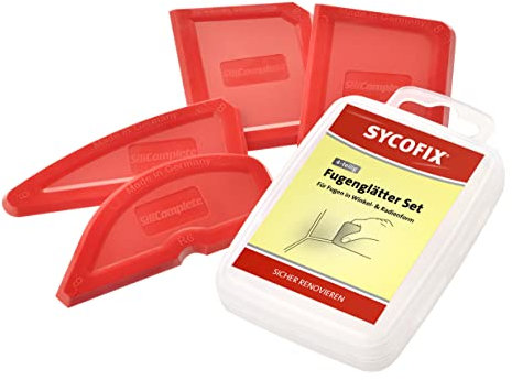 Sycofix Fugenglätter Set 4-teilig, Fugenabzieher für Silikon, Slikonglätter, Silikonabzieher, Fugenkratzer, Werkzeug