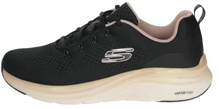 Skechers Foam, Schiuma Vapor Donna, Rete Nera con Finiture in Oro Rosa, 38.5 EU
