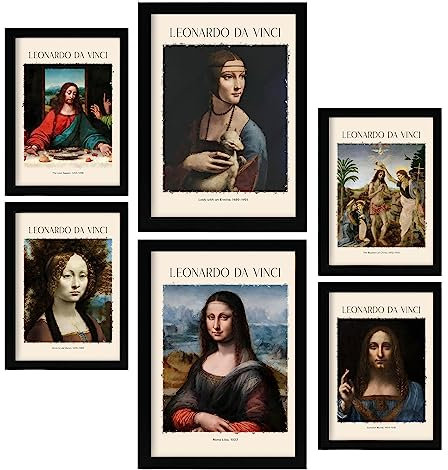 Nacnic Da Vinci Posterblatt. Malergalerie. Dekorative Gemälde für Ihr Wohnzimmer, Schlafzimmer, Zuhause. Wandkunstdrucke. Größen A4 und A3