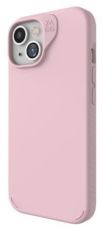 ZAGG Manhattan Snap iPhone 15/14/13 Case - Premium Silicone iPhone Case, Durable Graphene Material, Smooth Surface with a Comfortable Ripple Grip, MagSafe Phone Case, Peach Pink