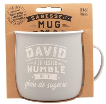 Mug Nomade - Mug à thé et café personnalisé David - Cadeau pour Homme, Couleurs Pastel.