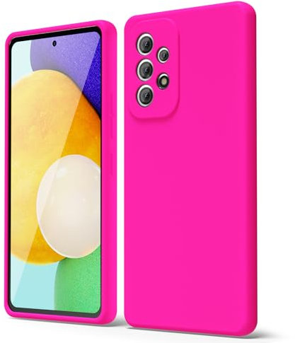 oakxco für Samsung Galaxy A52 5G/ 4G/ A52s 5G Hülle Silikon Case mit Kameraschutz, Dünn Bunt Handyhülle Mädchen, Einfarbig Handy Hülle Slim Schutzhülle, Matt Weich Gummi Silikonhülle, Neon Hot Pink