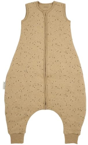Meyco Baby Schlafsack mit Füßen gefüttert - Größe 92cm - TOG 2 - Ganzjahresschlafoverall - hautfreundlich, atmungsaktiv - Oeko Tex zertifiziert - Mini spot Toffee Melange