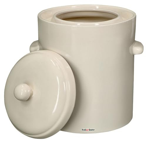 KOTARBAU® Sauerkraut Gärtopf Sauerkrauttopf 10L Tontopf mit Deckel Steinguttopf Fermentieren Dauerkrautfäs Gurkenttopf Steingut Rumtopf Einlegtopf Steintopf Kimchi Behälter Keramik Steinzeug topf