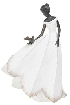 Guichifun Blattengel-Mädchen, Feenstatuen-Kollektion, Raumdekoration, weiß, aus Kunstharz, Dekofigur für innen und außen, Wohnzimmer, Bücherregal, Garten, Badezimmer, Geschenk, ca. 14 x 8 x 20,5 cm