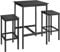 VASAGLE Bar Table and Chairs Set, Square Bar Table with 2 Bar Stools, Dining Pub Bar Table Set for 2, Space Saving for Kitchen Breakfast, Living Room, Party Room, Ebony Black and Ink Black LBT017B56