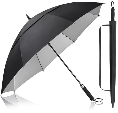 Kalolary Paraguas de golf compacto con protección UV UPF 50+, de 68 pulgadas, extra grande, doble dosel, ventilado, resistente al viento, impermeable, para hombres y mujeres