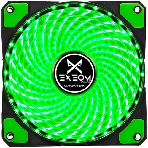 Exeom- Ventilador Para Ordenador 12cm Devil Verde - Cooler Fan Ultra Silencioso- Iluminación LED (33 LEDs)