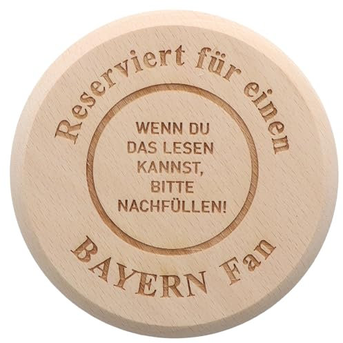 Spruchreif | Untersetzer für Getränke | Untersetzer aus Holz für Trinkgläser | 2in1 Untersetzer und Deckel | Lustiges Geschenk für Bayern Fans | Fußball