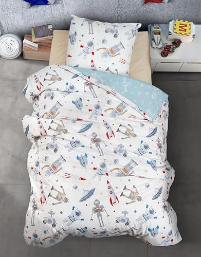 nordqueen Baby&Kinderbettwäsche 100% Baumwolle Bettbezug aus Atmungsaktive, Weiche und Angenehme Schlafkomfort-ÖkoTex Zertifiziert (Astro, 100X135 cm)