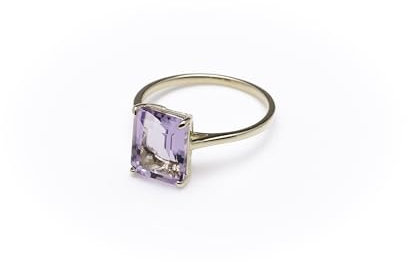 PERORNO Verlobungsring aus Gelbgold mit achteckigem Amethyst-Edelstein, 10 x 8 mm, Damenring, Hochzeitsgeschenk, exklusiver Ring, einzigartiger Schmuck, Gold, Amethyst