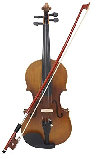 summina Violine in Größe 4/4, matt, aus Holz, für Gesicht, Griff aus Ebenholz, 4 Saiten, Instrument mit Schleife, harter Hülle, sauberes Tuch