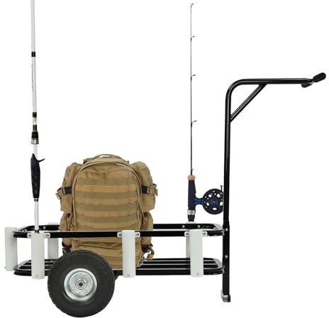 WOLEGM Angelwagen Stah, 87 * 37 * 315 cm Fahrradanhänger bis 90 kg Belastbarkeit für Angeln, Reisen, Einkaufen, Umzüge, Camping Transportwagen