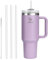 WALLFID 40oz Tumbler Stainless Steel Vacuum Insulated Cup H2.0 with Lid and Straw for Water, Iced Tea or Coffee, Smoothie and More (Purple)