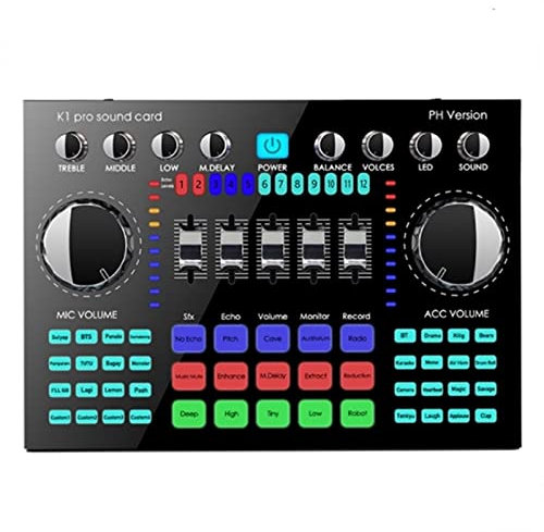 MRKU Mixeur Audio Professionnel, Carte Son K1 Live, Carte Son Bluetooth Portable, Volume Audio réglable pour l'enregistrement de Musique, Le karaoké et Le Chant