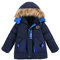 Guqmjde Winterjacke Jungen Daunenjacke Kinder Mantel Wintermantel Puffer Jacke Jacken Reißverschluss Kapuzenjacke Outdoorjacke Daunenmantel Thermojacke Angebote Marineblau, 3-4 Jahre