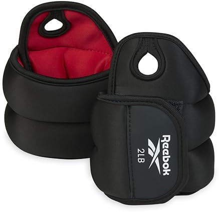 Reebok Handgelenkgewichte, tragbare Gewichte mit Daumenschlaufe für Arm-Fitness, Boxen, Yoga, Wandern und mehr, Polyester-Spandex-Handgelenkbandagen, Heim-Workout-Essentials & Fitness-Zubehör für