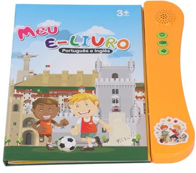 PUNELE Livre de lecture en argile portugais anglais pour enfants bilingues, alphabet, chiffres, animaux, fruits, légumes, livre de lecture sonore éducatif (orange)