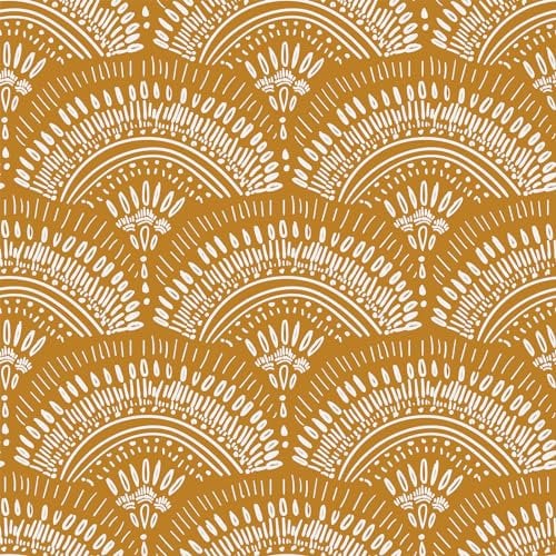 VEELIKE Papel pintado geométrico de color amarillo mostaza Boho Fotomural autoadhesivo 44,5 cm x 300 cm Papel pintado con patrón extraíble Amarillo Lámina adhesiva para muebles, papel pintado para