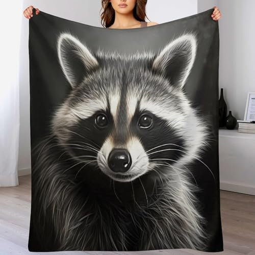 AAPZY Waschbär Kuscheldecken,Decke, 3D-Digitaldruck Kuscheldecke, Flannel Decke, Weich Wohndecke, Sofadecke Decke Für Kinder Jungen Erwachsene (140×180cm)
